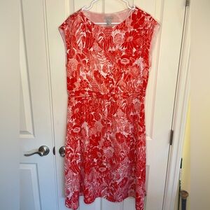 H&M Salmon Floral Lightweight Silky Cap Sleeve Dress